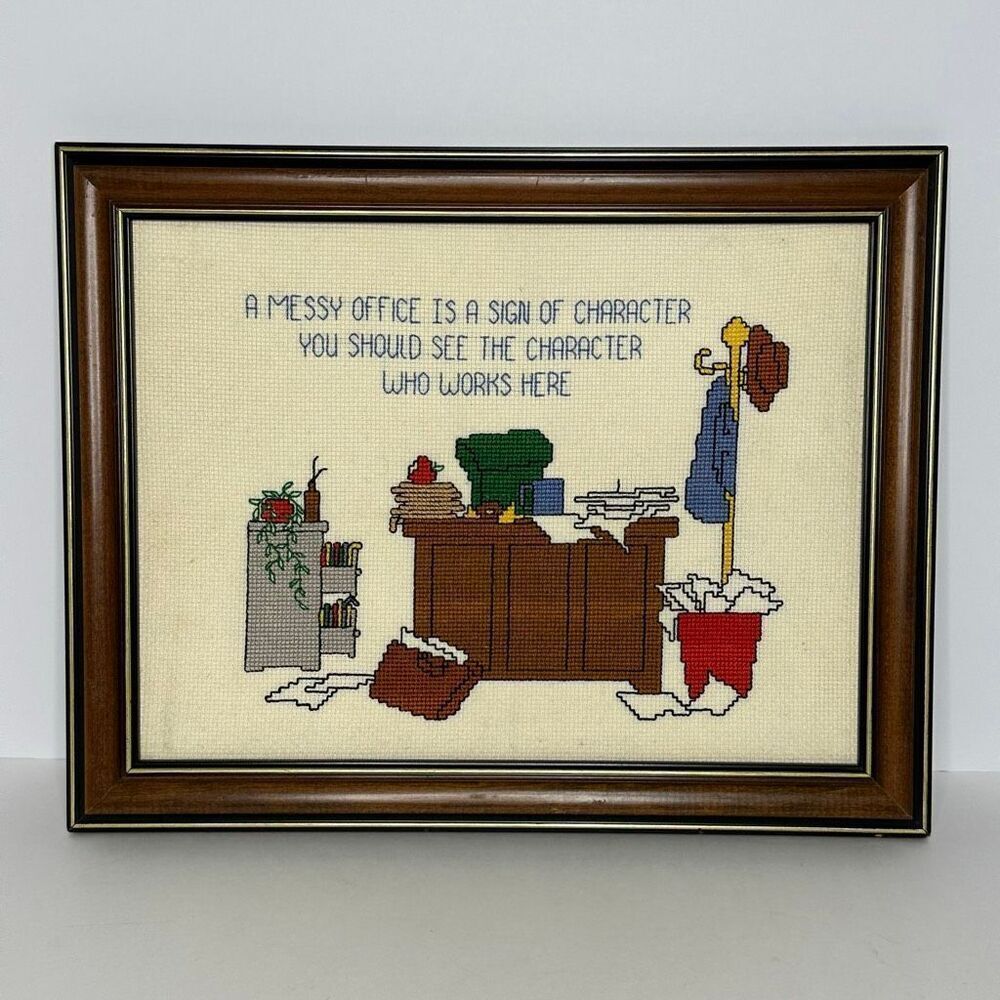Homecrafts/Kappie Originals Cross-Stitch Framed Office Picture